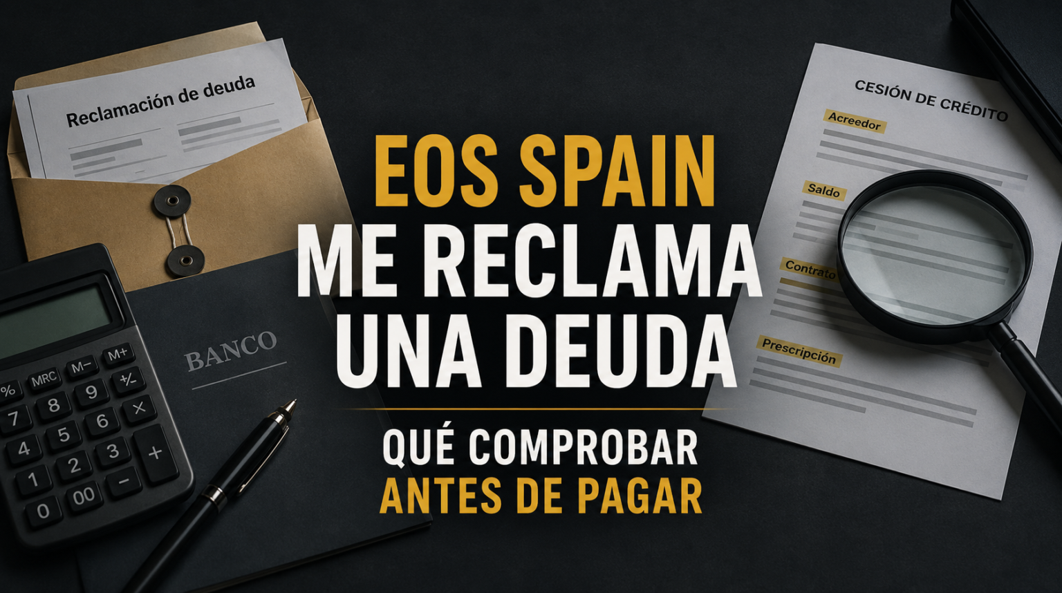 EOS Spain reclama una deuda y documentos que deben comprobarse antes de pagar