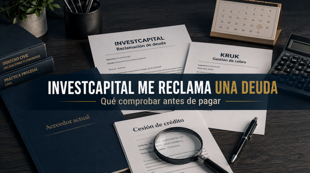 InvestCapital me reclama una deuda: documentos y cesión de crédito antes de pagar