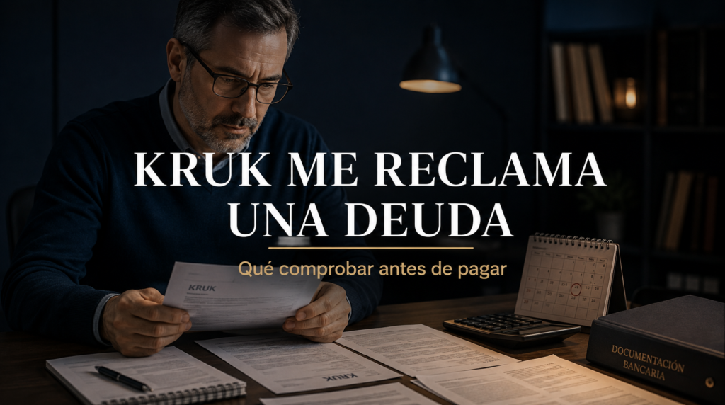 Persona revisando una carta porque KRUK le reclama una deuda antes de realizar el pago